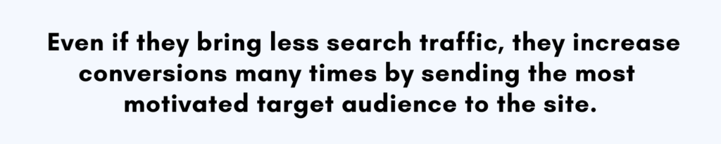 Long tail keywords Increase target audience