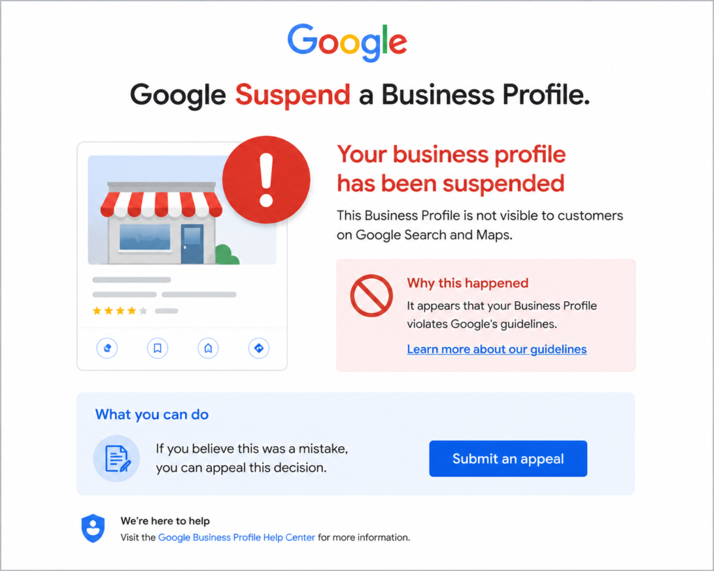 Google Suspend a Business Profile